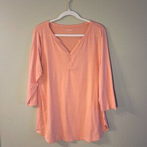 Women's Lands' End 3/4 sleeve Tunic Top Pink